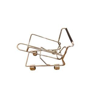Decorative Metal Wine Bottle Holder Tabletop Decor Push Shopping Cart on Wheels
